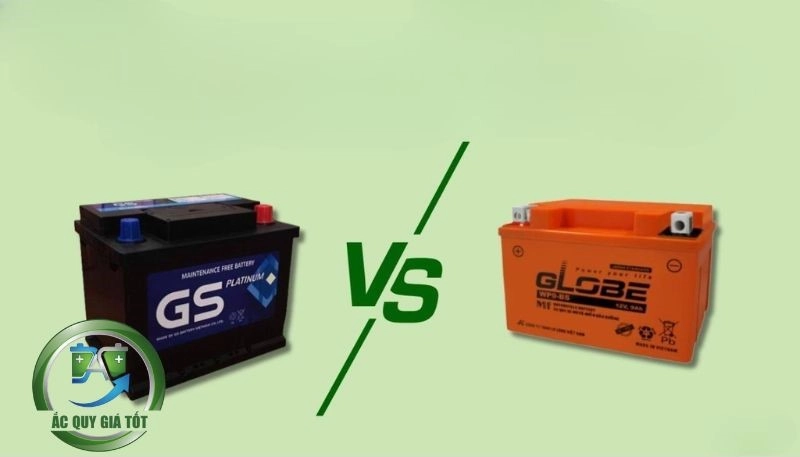 so sánh bình ắc quy gs và globe