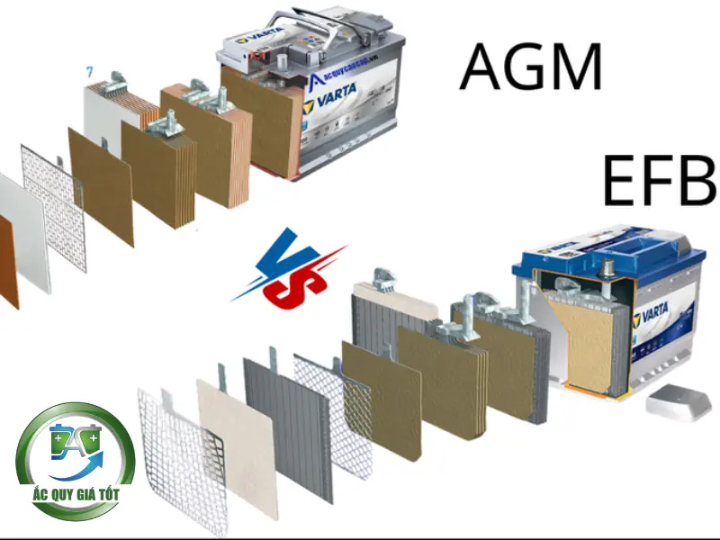 So sánh sự khác biệt cơ bản giữa EFB và ắc quy AGM