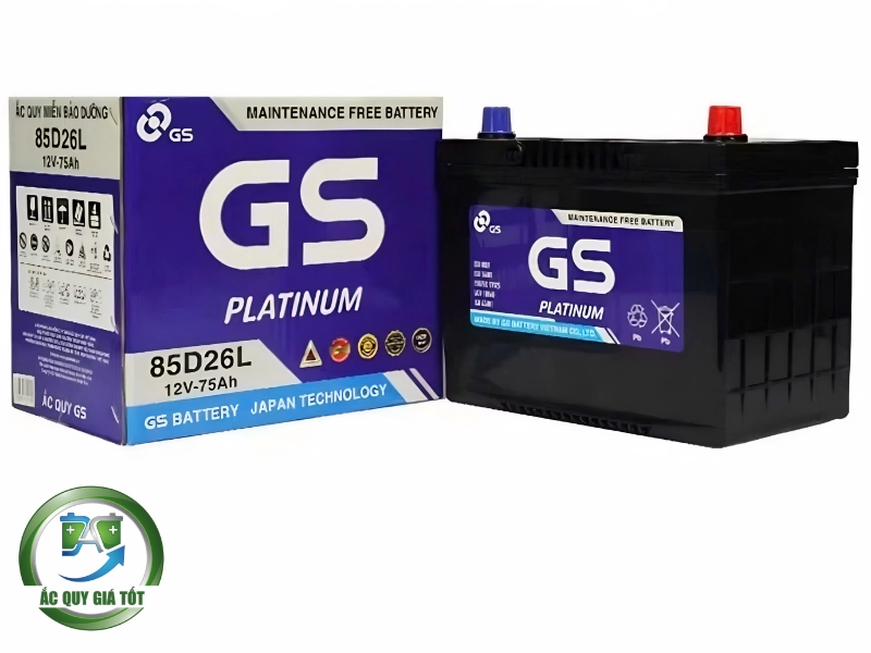 chi tiết ắc quy GS 75Ah 12V MF 85D26L