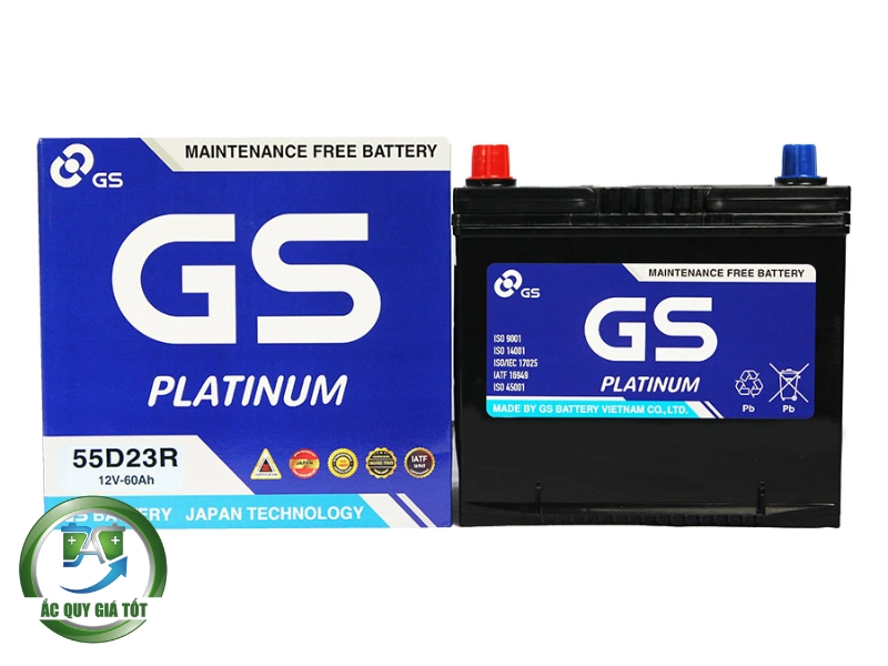  Chi tiết của ắc quy GS MF 55D23R 12V 60Ah