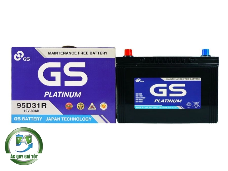 Thông số kỹ thuật ắc quy GS 12V 80Ah MF 95D31R