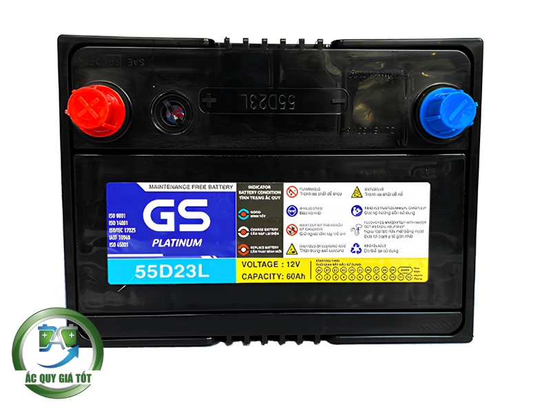 Thông số cơ bản của ắc quy GS MF 55D23L 12V 60Ah