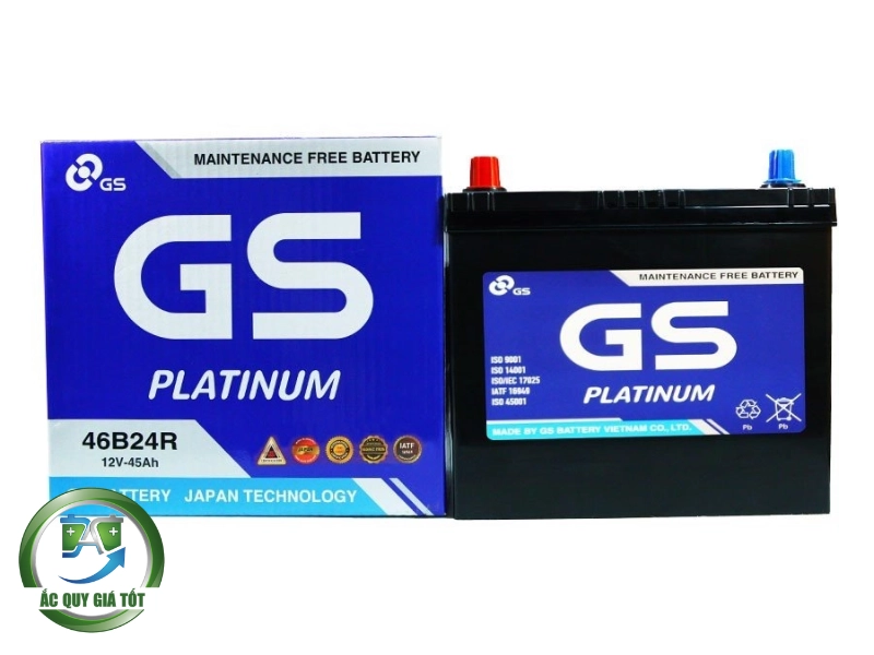 thông số kỹ thuật chi tiết của ắc quy GS MF 46B24R 12V 45Ah