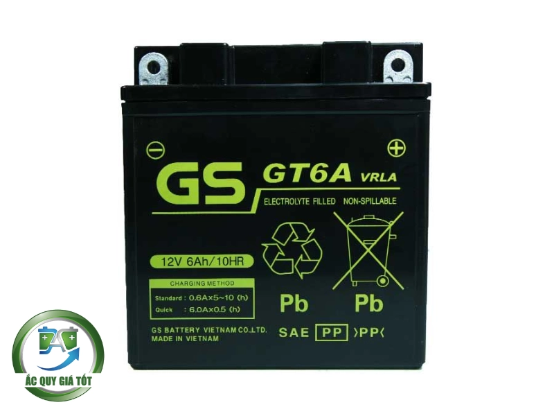Thông số kỹ thuật của dòng ắc quy GS 12V 6Ah MF GT6A