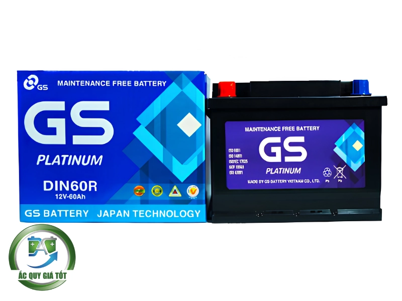 chi tiết ắc quy GS MF DIN60R 12V - 60Ah